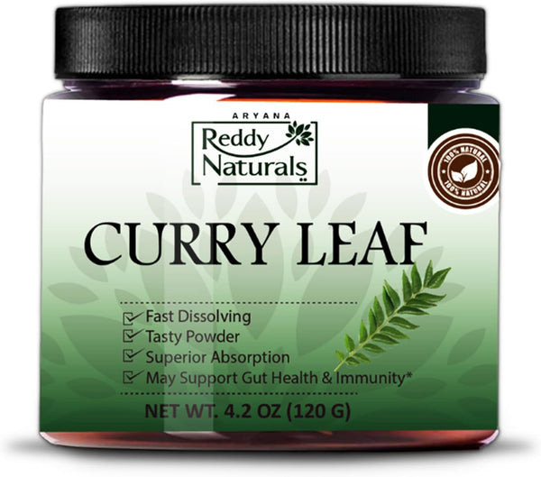 ARYANA Curry Leaf Powder Supplement, Supports Digestion, Gut, Hair & Skin Health, 4.2oz, Orange Flavor