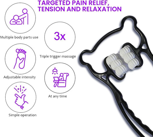Rejopes Neck Massager - Premium Deep Tissue Relief for Neck, Back, Shoulders, and Legs - Black