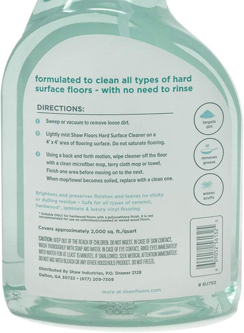Shaw 32oz Floors Hard Surface Floor Cleaner for Ceramic Laminate Hardwood and Luxury Vinyl Spray