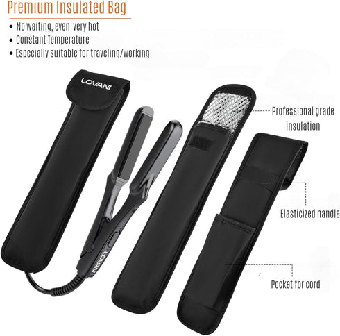 LOVANI Mini Flat Iron, Tourmaline Ceramic Small Hair Straightener, Dual Voltage Travel Hair Iron with Insulated Bag
