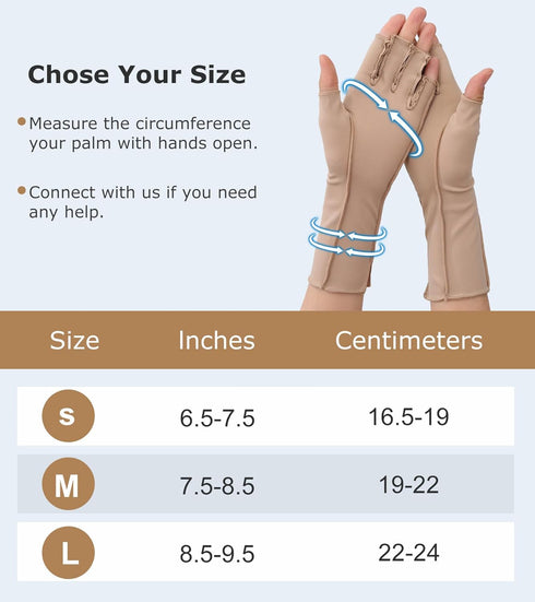 Compression Arthritis Gloves, Rheumatoid Pain Relief Compression Gloves for Women & Men, Premium Fingerless Circulation Gloves for Arthritis & Joint Pain, Swelling, Tendonitis, 1 Pair Beige M