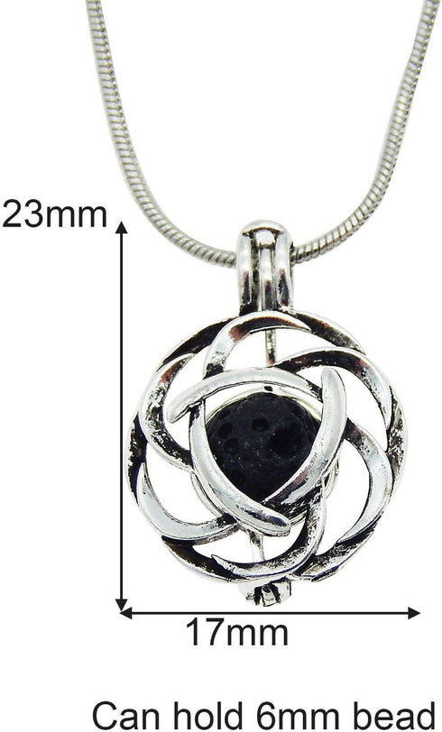 Julie Wang Lava Stone Celtic Knot Essential Oil Diffuser Necklace - Antique Silver Aromatherapy Jewelry