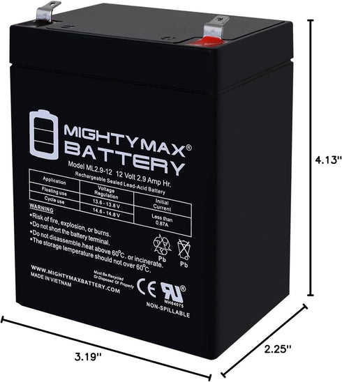 Mighty Max Battery 12V 2.9AH F1 PS-1227-F1 SLA Replacement Battery Compatible
