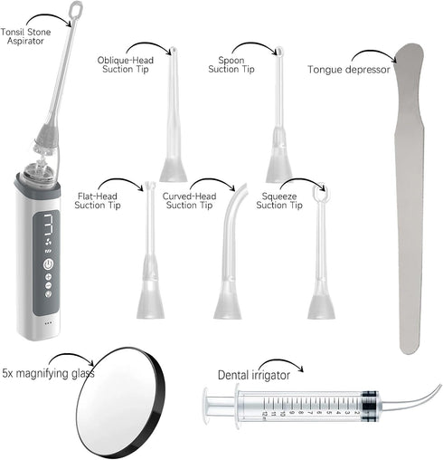 IINCOOY 3 Tonsil Stone Remover Kit Electronic Vacuum Oral Care Mouth Cleaner with Suction Modes Instant Suction Tools
