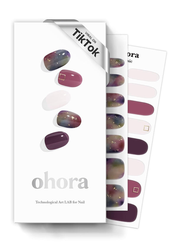 ohora Semi Cured Gel Nail Strips, Purple Tie-dye, Works with UV/LED Lamps, Salon-Quality, Easy to Apply & Remove