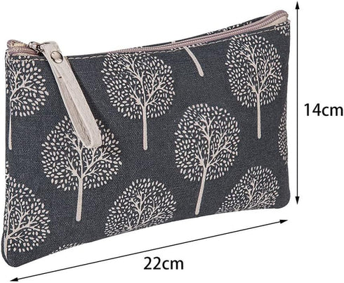 SUMAJU 2 Pcs Multi-Function Canvas Cosmetic Bag, Cute Makeup Pouch for Travel Toiletries