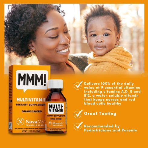 NovaFerrum MMM Multivitamin for Kids, Infants, and Toddlers, Orange Flavored, 2 Fl Oz