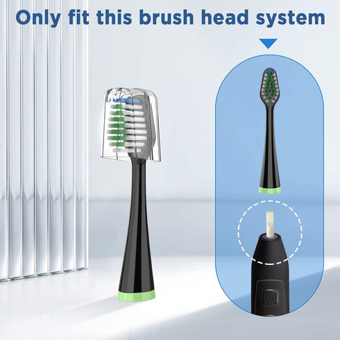 Replacement Toothbrush Heads for Waterpik Complete Care 5.0/9.0 (CC-01/WP-862), 4 Count, Black with Covers