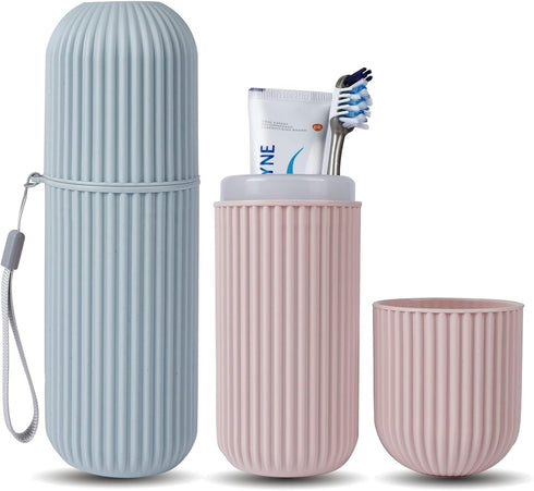 UCEC 8.2 inch Toothbrush Travel Case - Portable Holder for Traveling, Camping, Business Trip, School (2 Pack, Blue,