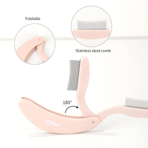 MSQ Eyelash Separator Tool, Folding Eyelash Comb Brush, Khaki Lash Comb for Eyelash Makeup