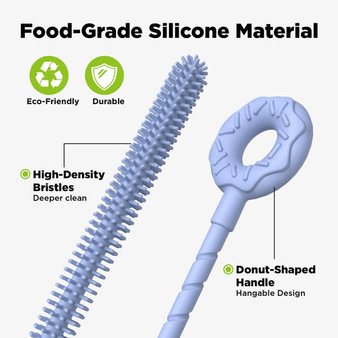 VOGOGE 2 6mm&9mm, Pcs Silicone Straw Cleaner Brush, Extra Long Cleaning Brushes for Straws, Blue