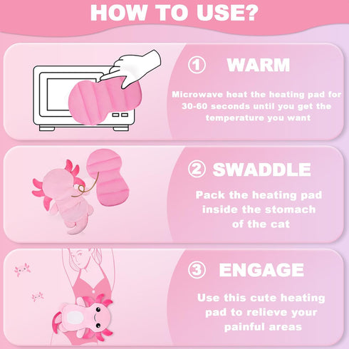 Microwave Heating Pads for Cramps, Cute Microwavable Period Heating Pad for Women & Girls, Stuffed Animals Moist Heat