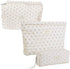 Juoxeepy Floral Quilted Makeup Bag, Aesthetic Cotton Cosmetic Pouch for Toiletries