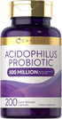 Carlyle Acidophilus Probiotic | 500 Million CFU | 200 Capsules, Non-GMO & Gluten Free for Men & Women