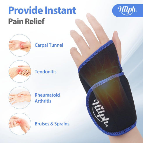 Hilph Wrist Ice Pack Wrap, Reusable Gel Cold Pack for Pain Relief, Hot & Cold Compress for Carpal Tunnel