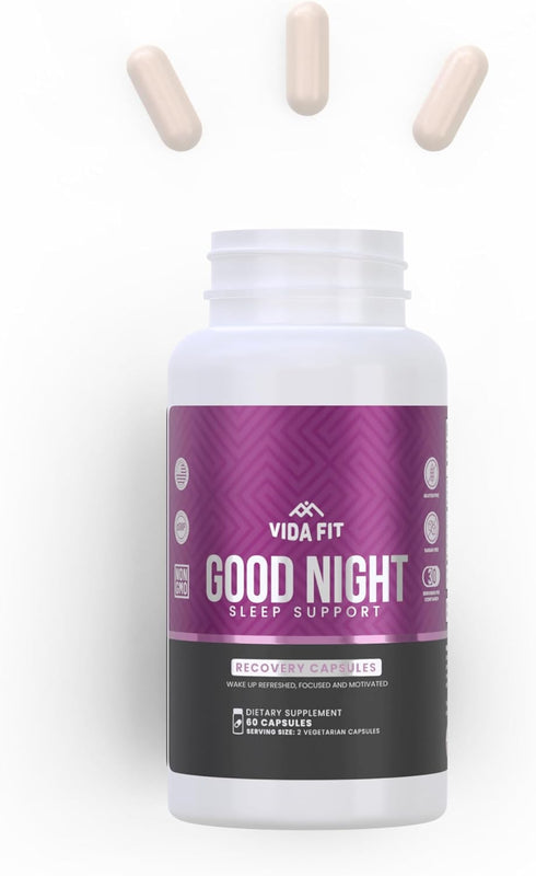 Good Night Natural Sleep Aids for Adults - 30 Day Supply (60 Capsules) with Melatonin and Ashwagandha