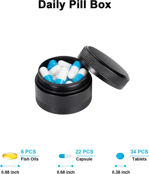 Small Metal Pill Case - Waterproof Pill Box for Pocket & Purse, Travel Medicine Organizer