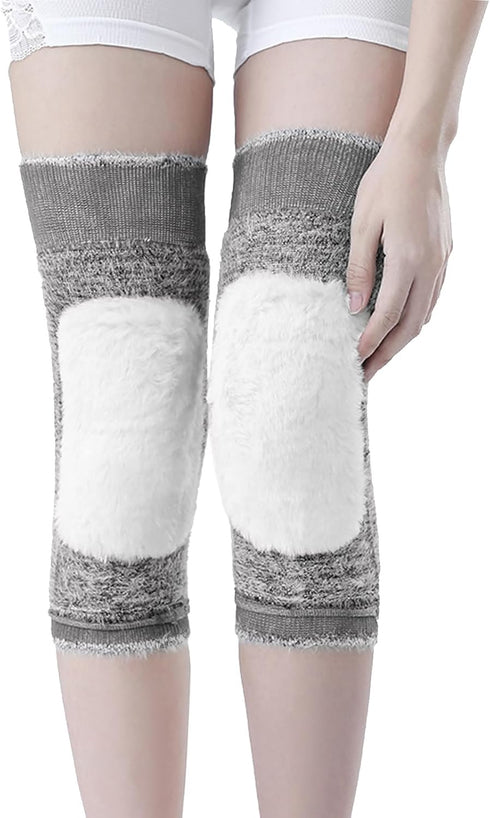 MioCloth Wool Knee Warmers Winter Plush Lined Cashmere Knee Brace Elastic Outdoor