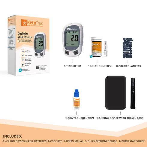 Blood Ketone Testing Kit, 1 Meter, 10 Ketone Strips, 1 Lancing Device, 10 Lancets, Optimize Your Result for Keto Diet by KetoTrak