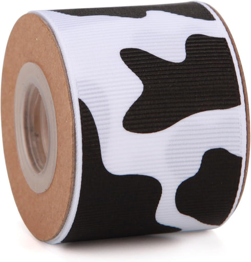 4 Rolls Cow Print Grosgrain Ribbon, 20 Yards Animal Print Ribbons for DIY Crafts, Gift Wrapping, Decoration