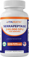 Vitamatic Serrapeptase 240,000 SPU, 120 Delayed Released Capsules, Non-GMO, Gluten Free