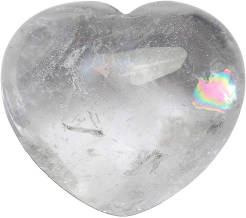 Healing Crystal Heart Love Carved Palm Worry Stone, Chakra Reiki Balancing (Rock Quartz)