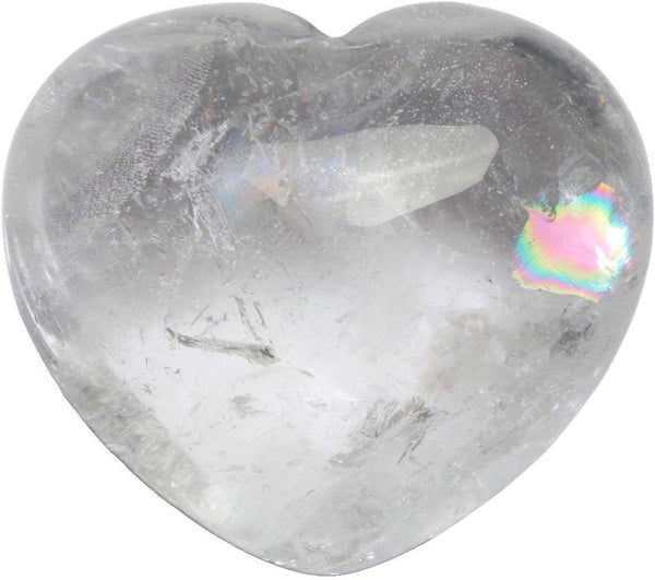 Healing Crystal Heart Love Carved Palm Worry Stone, Chakra Reiki Balancing (Rock Quartz)