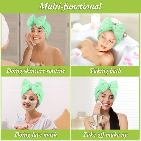 Shintop Makeup Headband - Soft Face Wash Headband with Cute Bow, Light Green