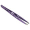 HTS 172D3 4" Purple Slanted Eyebrow Tweezers with Droplet Holes