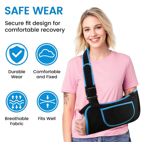quiheat Immobilizer Elbow Arm Sling Shoulder for Men and Women, Adjustable Rotator Cuff Support Brace, Fit Left