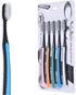 ADA Activated Charcoal Toothbrush 5 Pack, Extra Soft Ultrafine Bamboo Bristles, Natural Whitening, Multicolor
