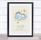 The Card Zoo New Baby Birth Details Christening Nursery Bear Cloud Yellow Keepsake Gift Print