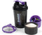 Shaker Bottle, 500ML Protein Shaker Cup with Storage Compartments for Smooth Mixing (Purple & Black)