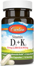 Carlson - Vitamin D3 + K2, 50 mcg (2000 IU) Vitamin D3 & 90 mcg Vitamin K2 as MK7, 30 Capsules, Bone Support