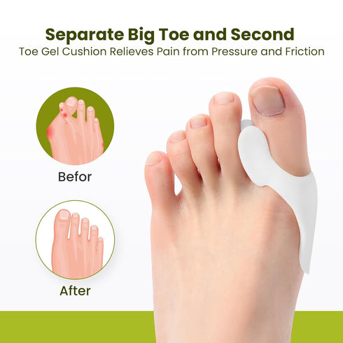 Bukihome Bunion Cushion Protector, 8 Packs Bunion Corrector Pads for Big Toe, Gel Shield for Foot Pain Relief (White)