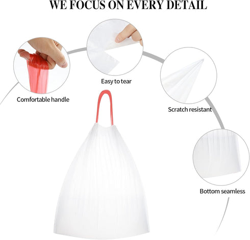6 Rolls Drawstring Small Trash Bags, 4 Gallon Thicken Garbage Bags for Kitchen, Bathroom, Home, 120 Counts