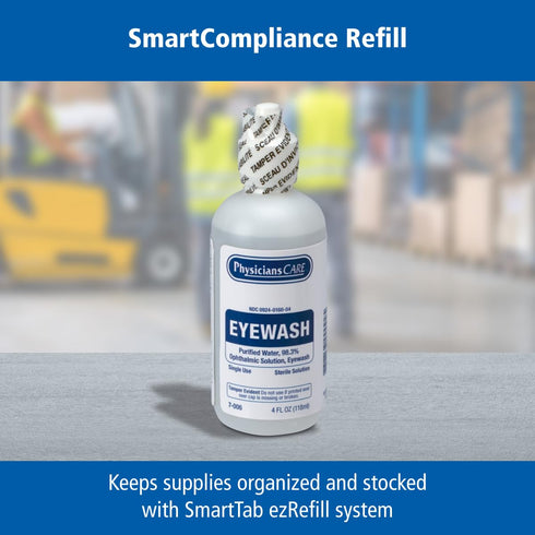 First Aid Only SmartCompliance Eye Wash Solution Refill, Sterile Isotonic Buffered Solution, 4-oz Bottle for Flushing &