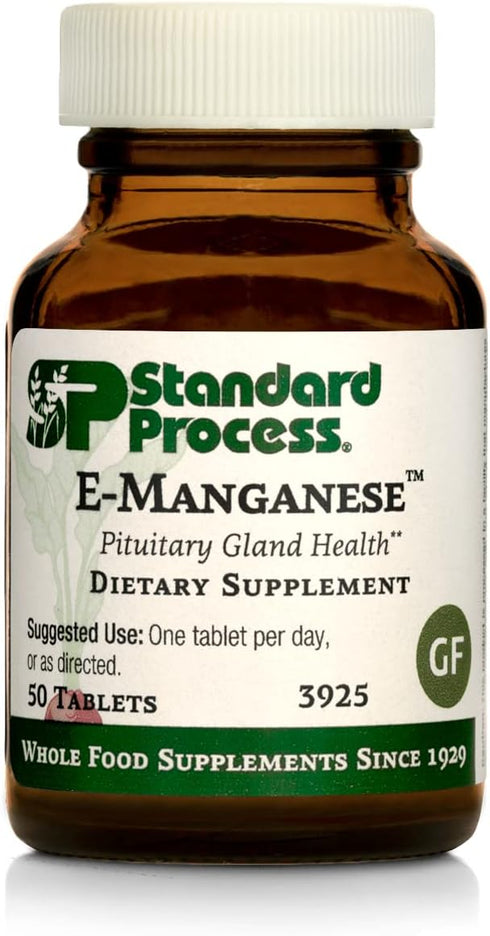 Standard Process E-Manganese, Pituitary Supplements with Calcium Lactate, 50 Tablets