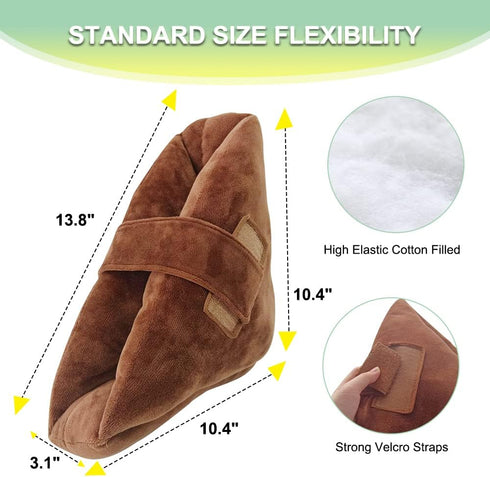 Heel Cushion Protector Pillow for Pressure Sores, Foam Heel Ankle Protectors for Bed Sores, 2 Pcs (Brown)