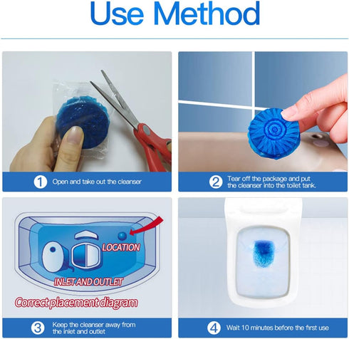 KIISIISO Automatic Toilet Bowl Cleaner Tablets, Bathroom Toilet Tank Cleaner, Blue Clean Bubbles, Long-lasting 300