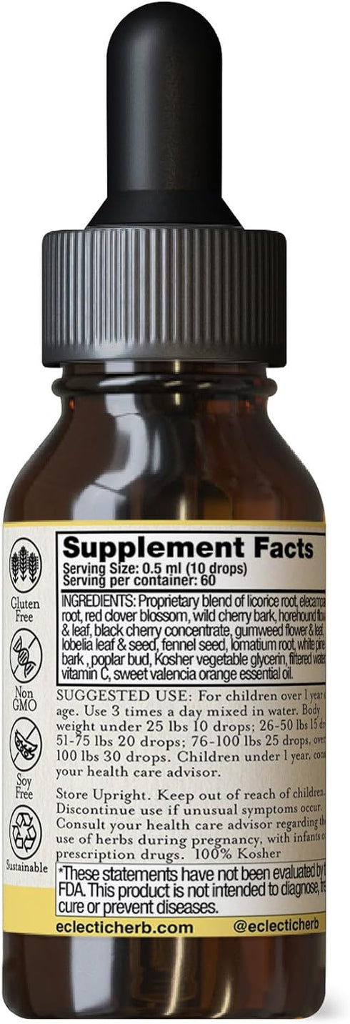 Eclectic Institute Kids Herbal Cough Elixir, Black Cherry Flavored, 1 fl oz