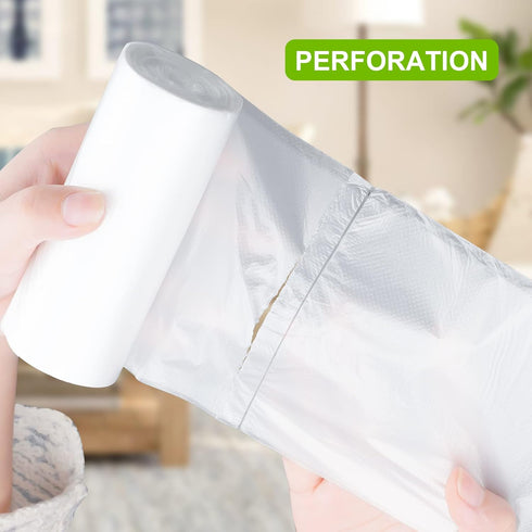100 Clear 2.6 Gallon Small Trash Bags (White) for Home, Office, Kitchen, Bathroom