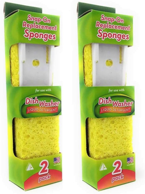 Arrow Home Products Dish Wand Sponge Refills, 4 Pack - Replacement Sponge Heads for Dish Wand, Made in USA - for Quick, Convenient Cleaning, Easy to Refill, Built-in Scrubber, Ideal for Dishes & Pans by Arrow Home Products