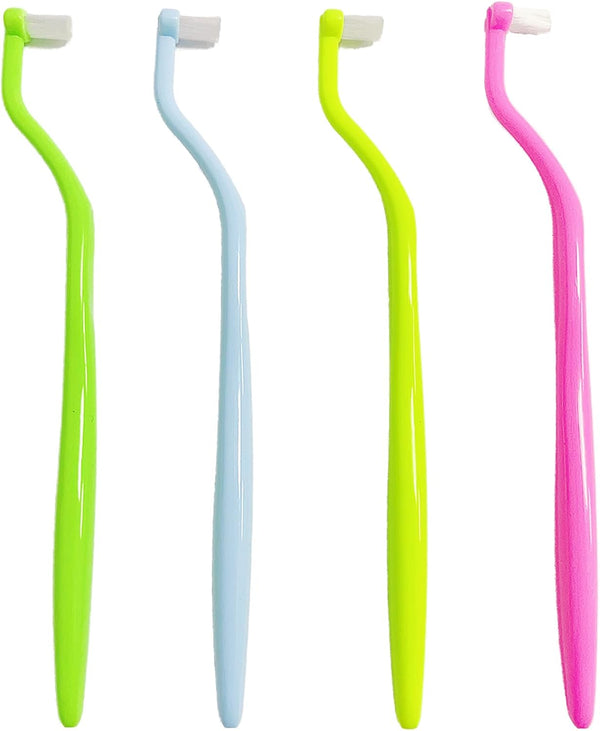 4-Pack End Tuft Toothbrushes, Ultra Soft Orthodontic Brushes for Braces and Detailed Cleaning