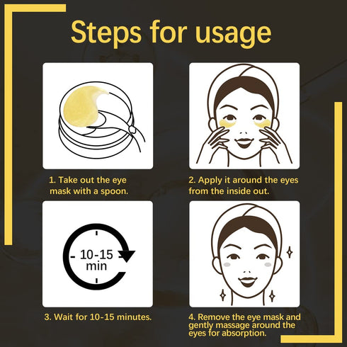 LIYALAN 24K Gold Under Eye Patches, Skin Care Products for Dark Circles and Puffiness, 60Pcs Eye Mask for Women