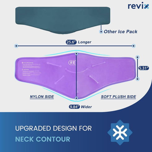 REVIX XL Neck Ice Pack Wrap - Reusable Gel Cold Pack for Pain Relief, Inflammation, Hot and Cold Compress