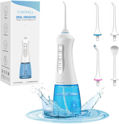 Cordless Water Dental Flosser, Portable Rechargeable Teeth Pick, 3 Modes, 4 Jet Tips, 300 ML IPX7 Waterproof