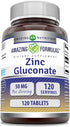 Amazing Formulas Zinc Gluconate Supplement | 50 Mg Per Serving | Non-GMO, Gluten-Free, Made in USA (120 Count)