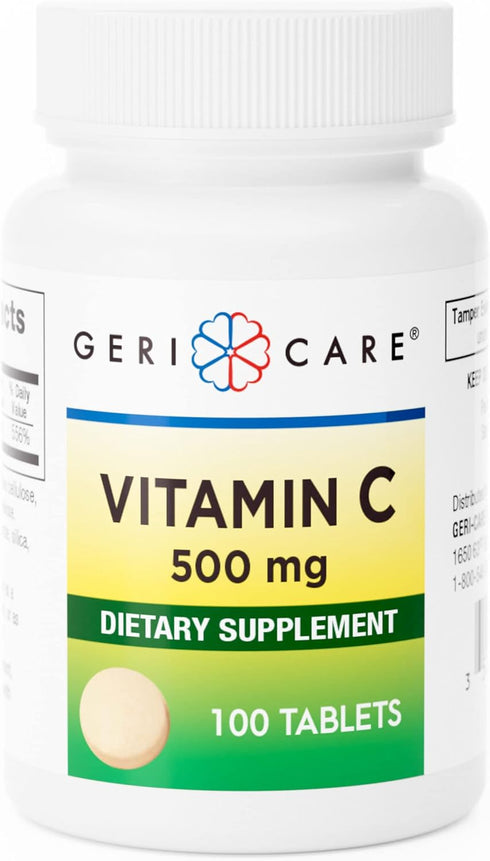 GeriCare Vitamin C 500 mg - 100 Count, Antioxidant & Immune System Support Supplement Tablets