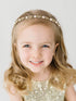 SWEETV Flower Girl Headpiece Pearl Girls Headband for Wedding Princess Hair Accessories for Birthday Party, First Communion Gold